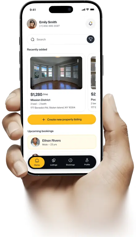 The TAP leaser dashboard showing recent listings and upcoming bookings