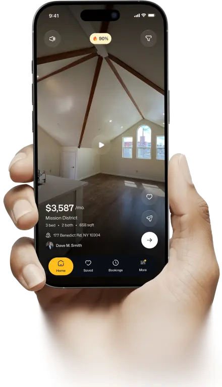 The TAP app playing a video tour of a Mission District apartment